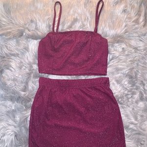 Glitter Crop Cami Top & Bodycon Skirt Set